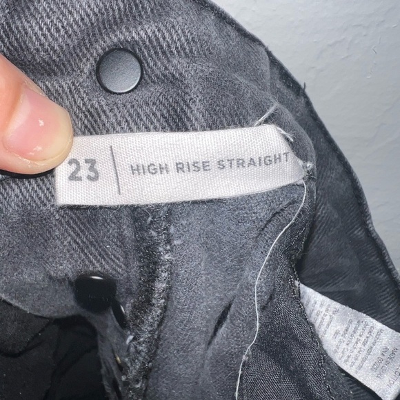 Pacsun High-Rise Straight Leg Distressed Raw Hem Black Jeans Size 23 - Picture 3 of 4